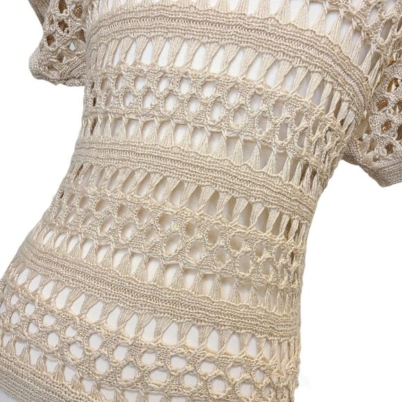 Forever 21 Beige Crochet Knit Pullover Top S - Picture 8 of 15